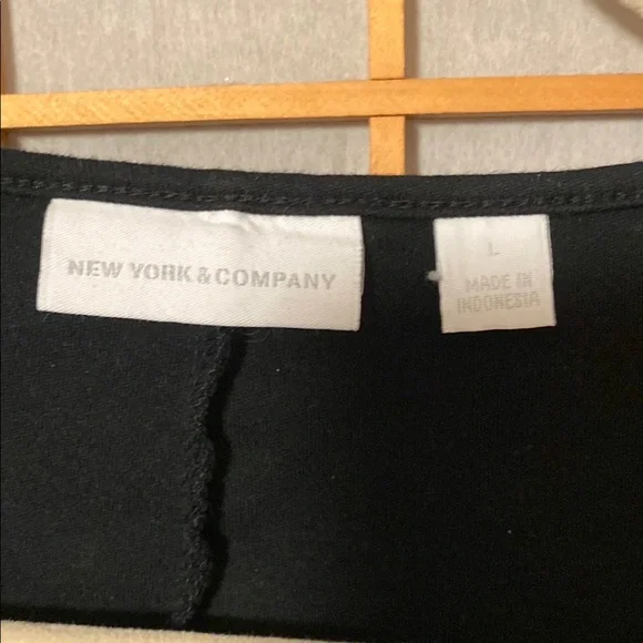 New York & Co Black Cap Sleeve A-line dress 100 % cotton size L - Picture 3 of 8